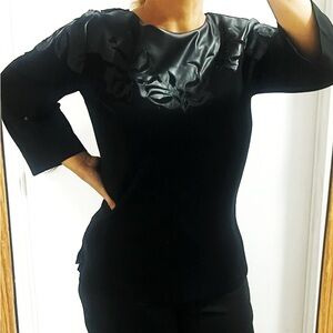 BIG SALE(4 for $30)- Chico's Elegant Black mix with leather Top